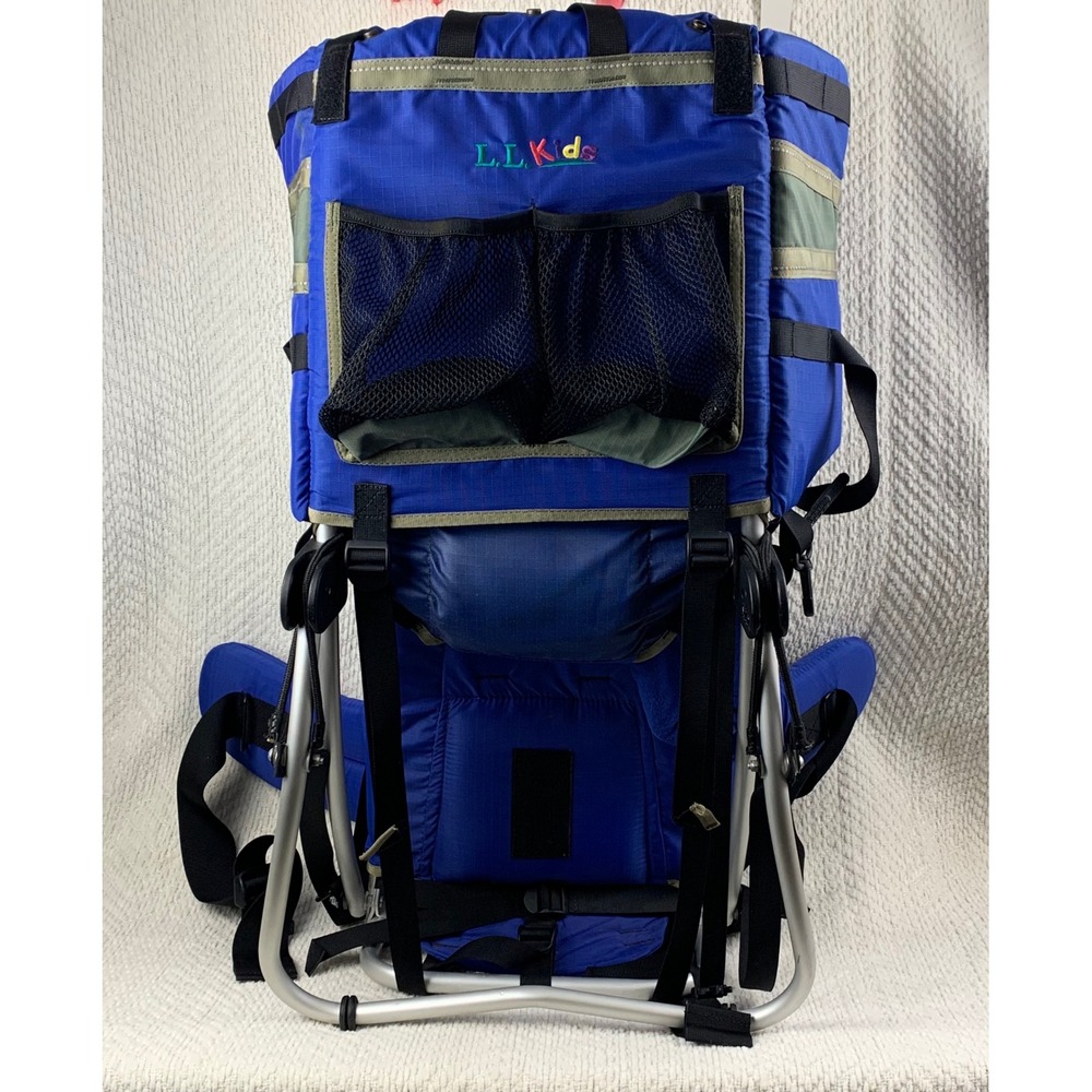 L.L. Bean Child Carrier Backpack Unisex OS Blue LL Kids Aluminum Frame Hiking
